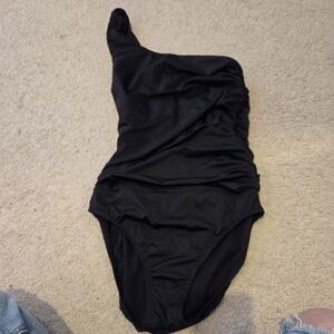 Chic Black Asymmetrical One-Piece Swimsuit